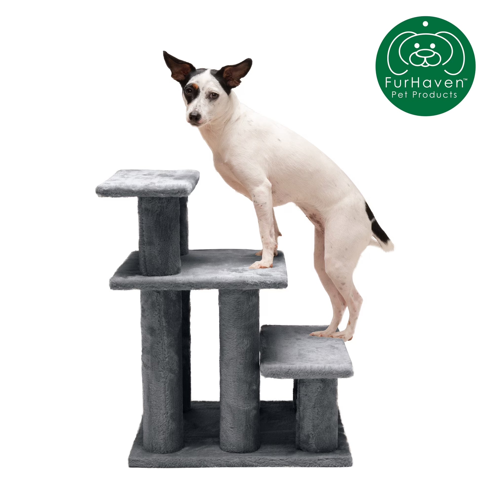 Pet Stairs | Steady Paws 3-Step Pet Stairs, Gray