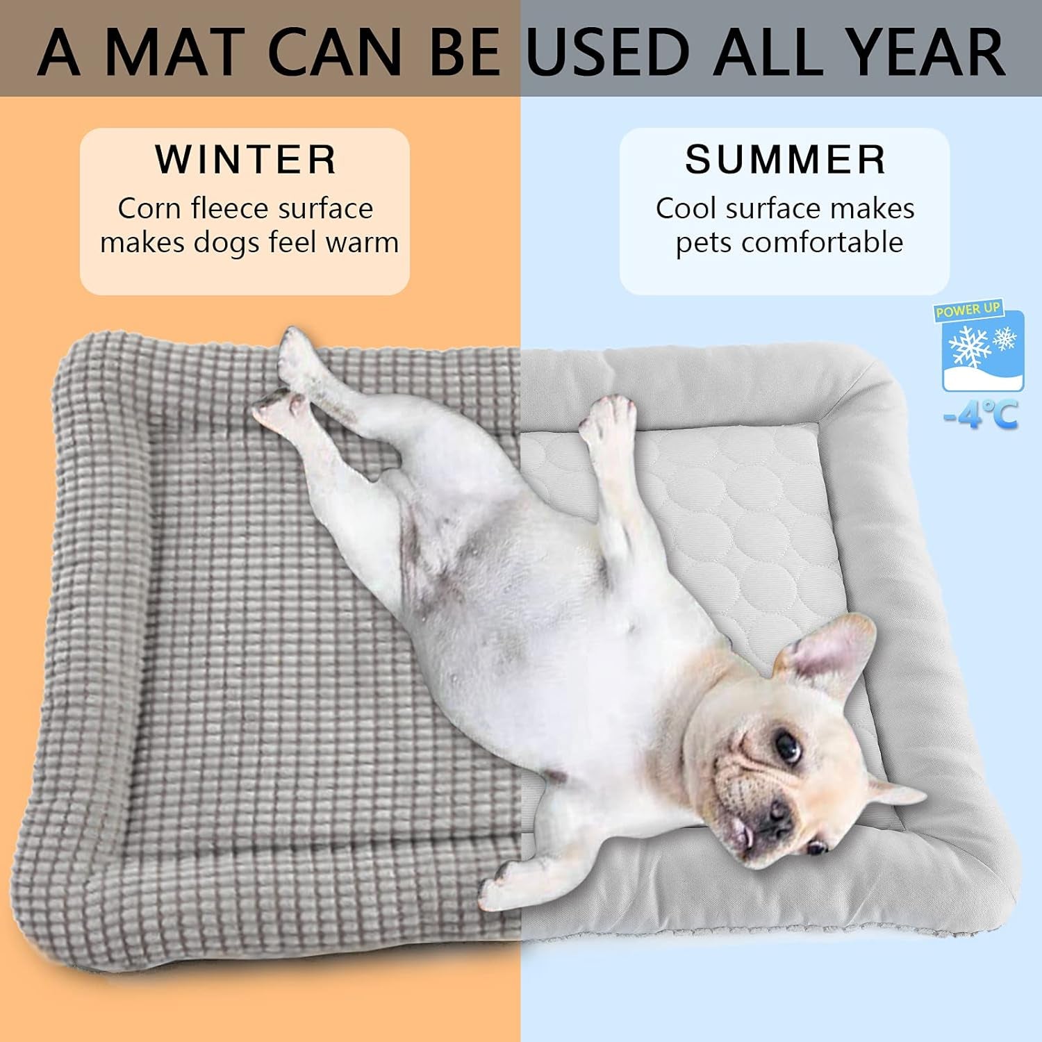 Dog Bed Memory Foam Orthopedic Crate Pad Flat Cat Bed Mat Small Medium Reversible Mat Cool Warm Calming Pet Bed Removable Washable Cover Soft Puppy Kitten（29 X 23,Grey）