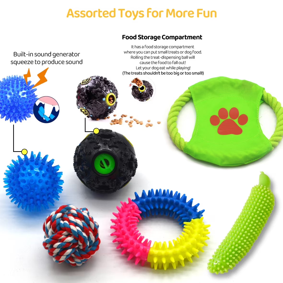 Dog Toys 23 Pack for Fun and Teeth Cleaning, Puppy Chew Toys Pack with Squeak Plush Toy,Squeaky Toy Balls,Tug of War and Rope Toys for Puppy to Small Dogs