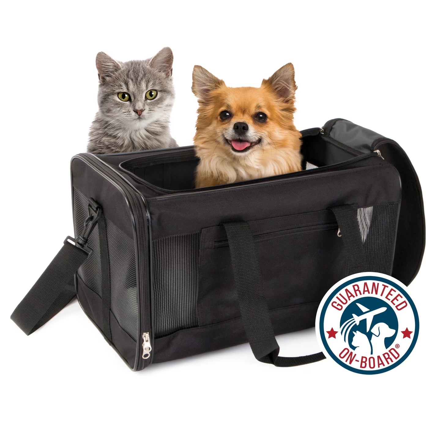 Easy Explorer Medium Guaranteed On-Board Travel Pet Carrier, Black, 16 Lb Limit