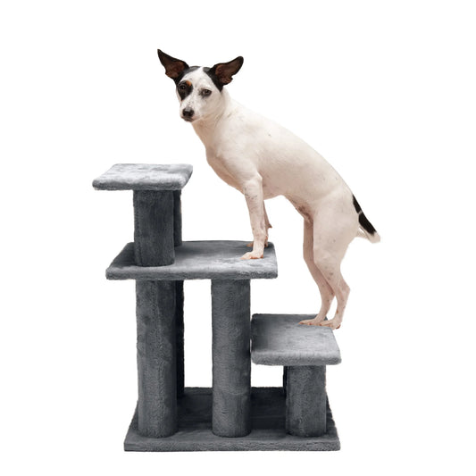 Pet Stairs | Steady Paws 3-Step Pet Stairs, Gray