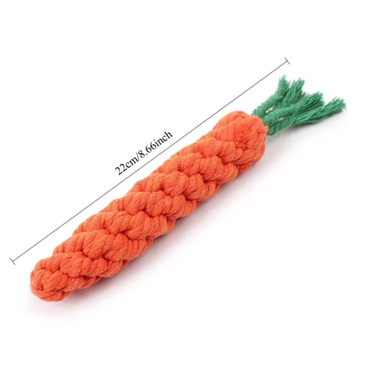 Carrot Dog Bite Rope Pet Dog Toy Safe Durable Braided Bite Dog Chew Toys Resistant Puppy Molar Cleaning Teeth Cotton Rope