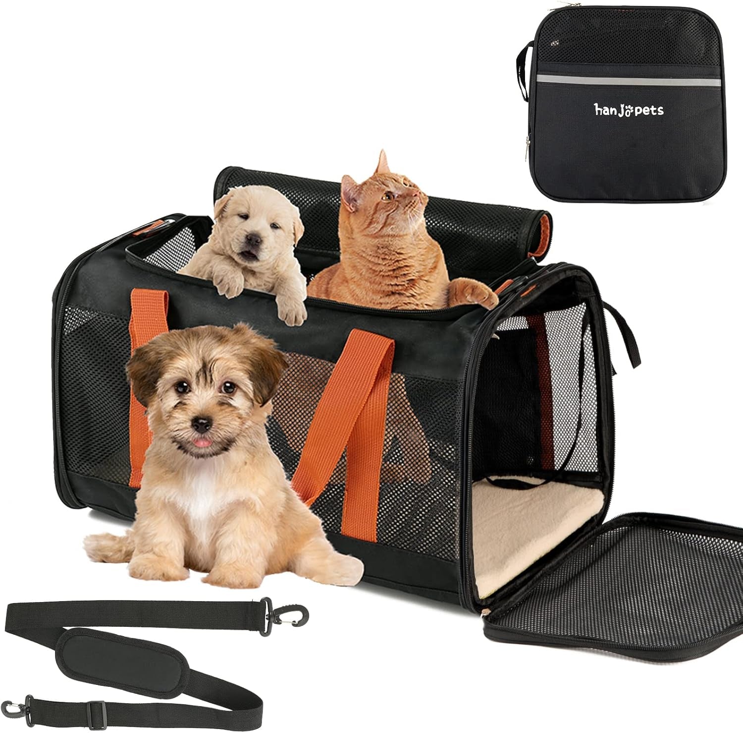 Cat Carriers for Large Cats 20Lb - Pet Carrier Bag - Soft Sided Breathable Mesh Pet Travel Carrier for Dogs, Portable Collapsible Top Loading Big Cat Carrier, Folding Dog Soft-Sided Carrier