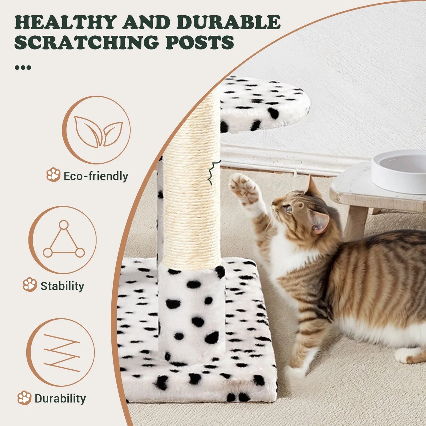 65.7" Large Cat Tree and Tower Condo for Indoor Cats with 2 Scratching Boards, Hammock & Post, White & Black Spot