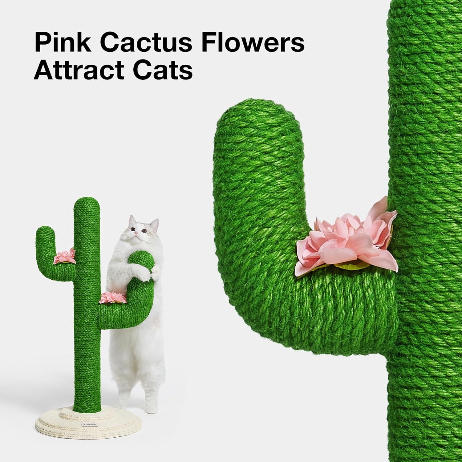 Cat Scratchers for Indoor Cats Cactus Cat Scratch Post Jute Rope, 31.5'' Tall Green Vertical Cactus Cat Tree Scratching Posts Protect Furniture