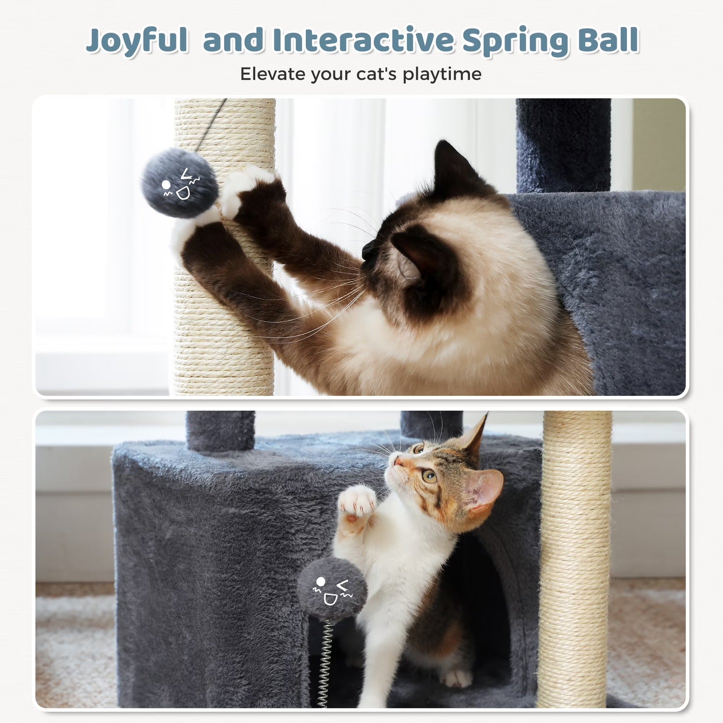 31.5" Modern Cat Tree Tower with Dual Large Condos for Kitten ＆ Medium Size Cat Dark Gray