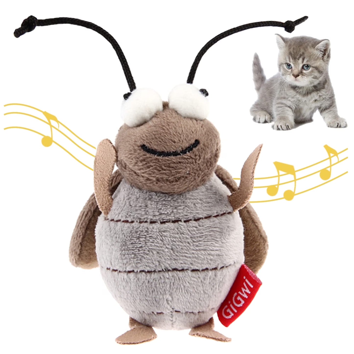 Gigwi Interactive Cricket Cat Toy, Automatic Cricket Squeaky Cat Toys, Play and Squeak Electronic Cricket Toy for Cats Kitten Indoor