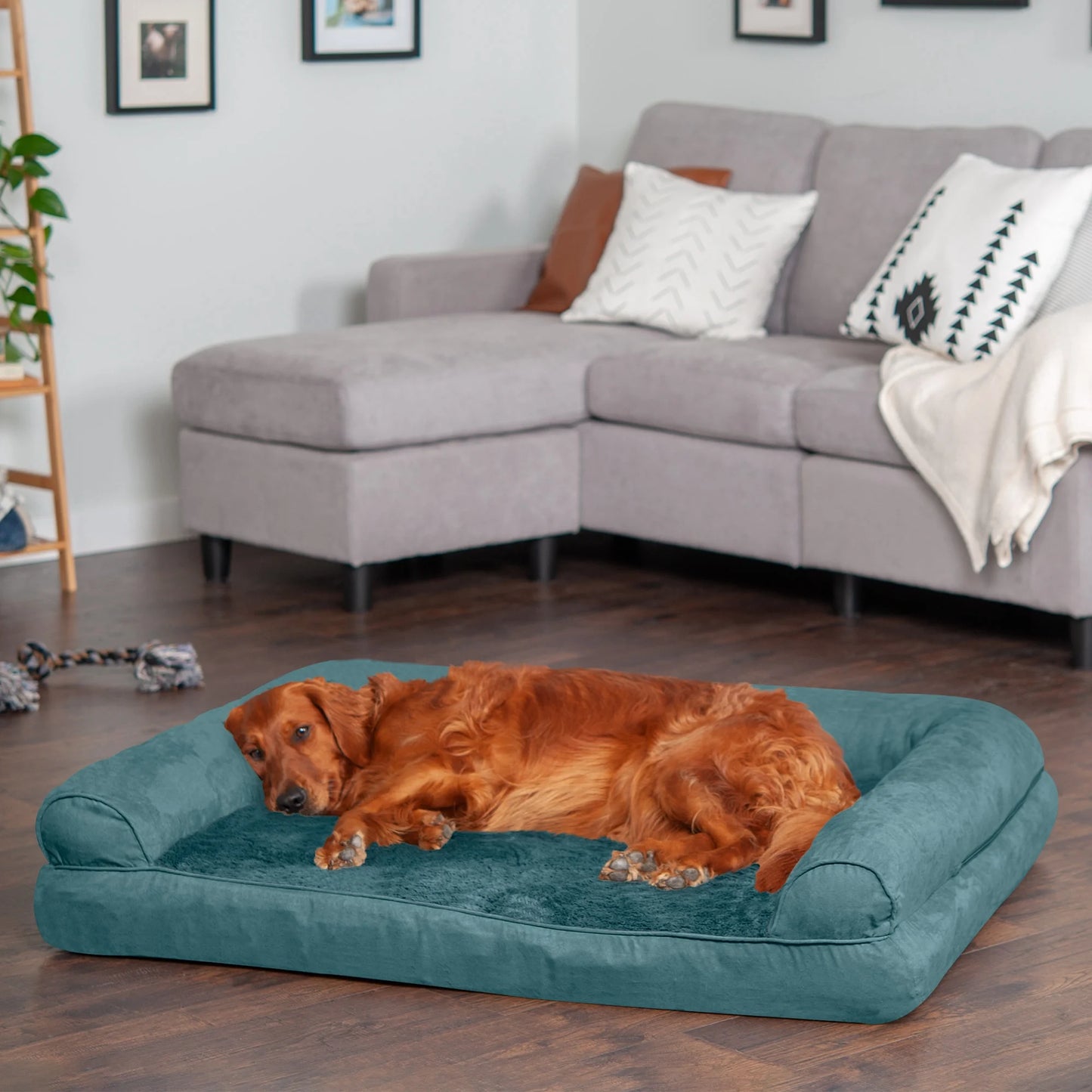 Plush & Suede Full Support Orthopedic Sofa Pet Bed for Dogs & Cats - Deep Pool, Jumbo