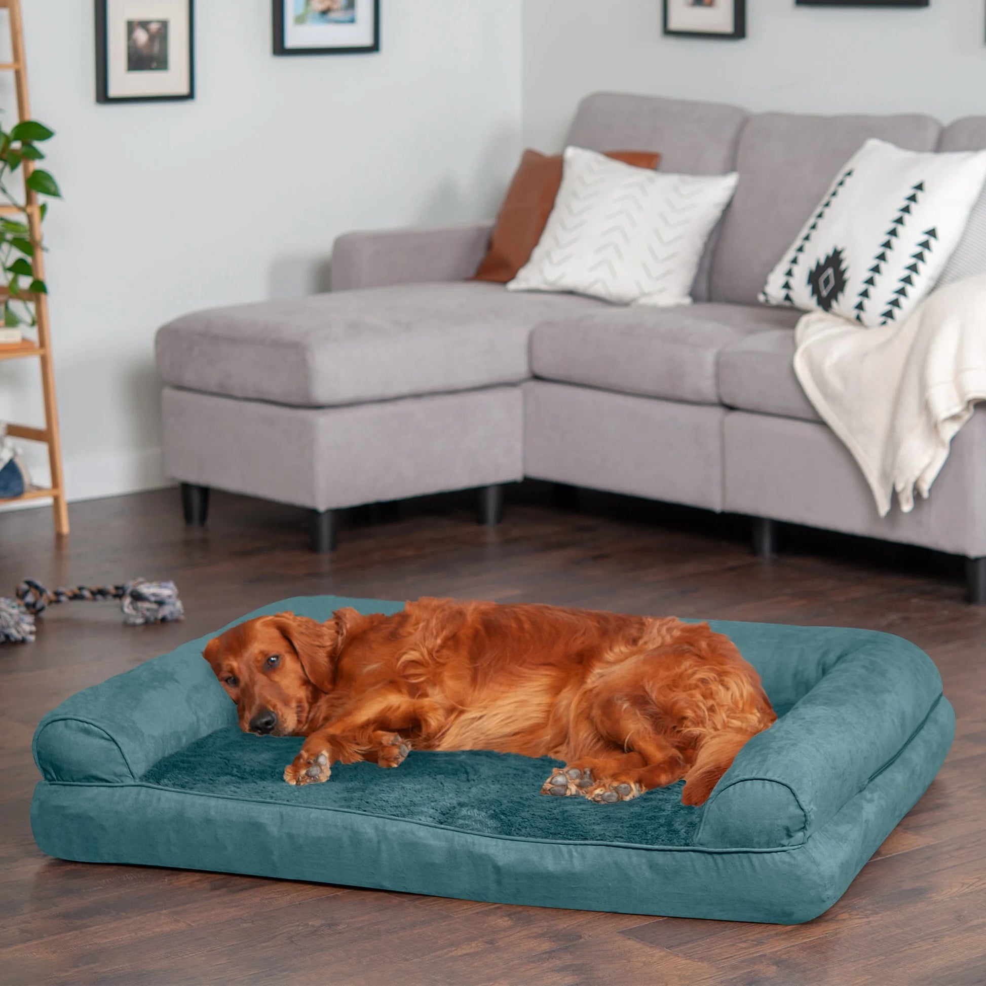 Plush & Suede Full Support Orthopedic Sofa Pet Bed for Dogs & Cats - Deep Pool, Jumbo