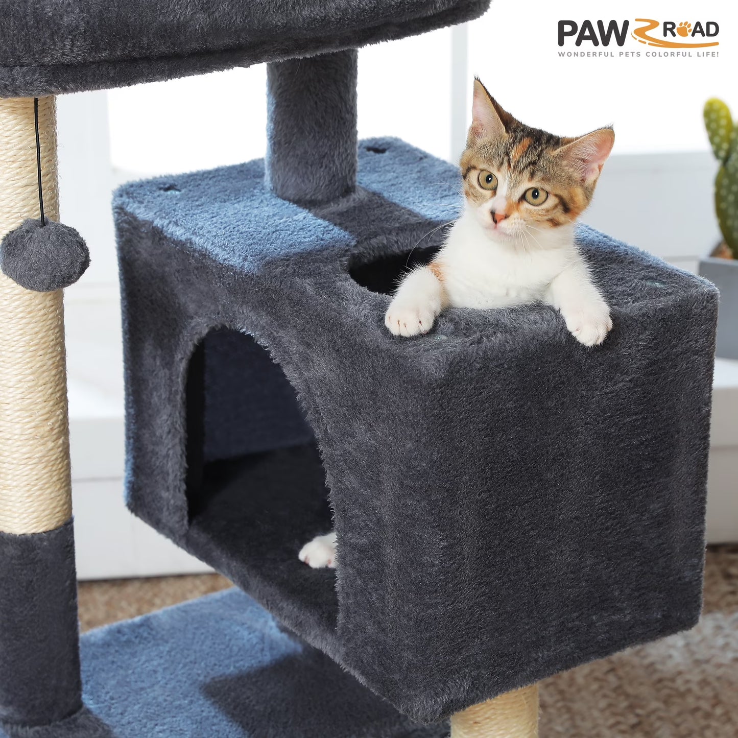 31.5" Modern Cat Tree Tower with Dual Large Condos for Kitten ＆ Medium Size Cat Dark Gray