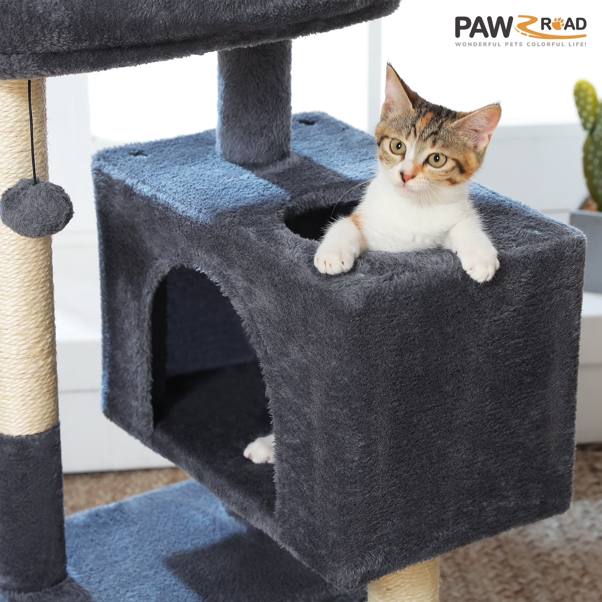 31.5" Modern Cat Tree Tower with Dual Large Condos for Kitten ＆ Medium Size Cat Dark Gray