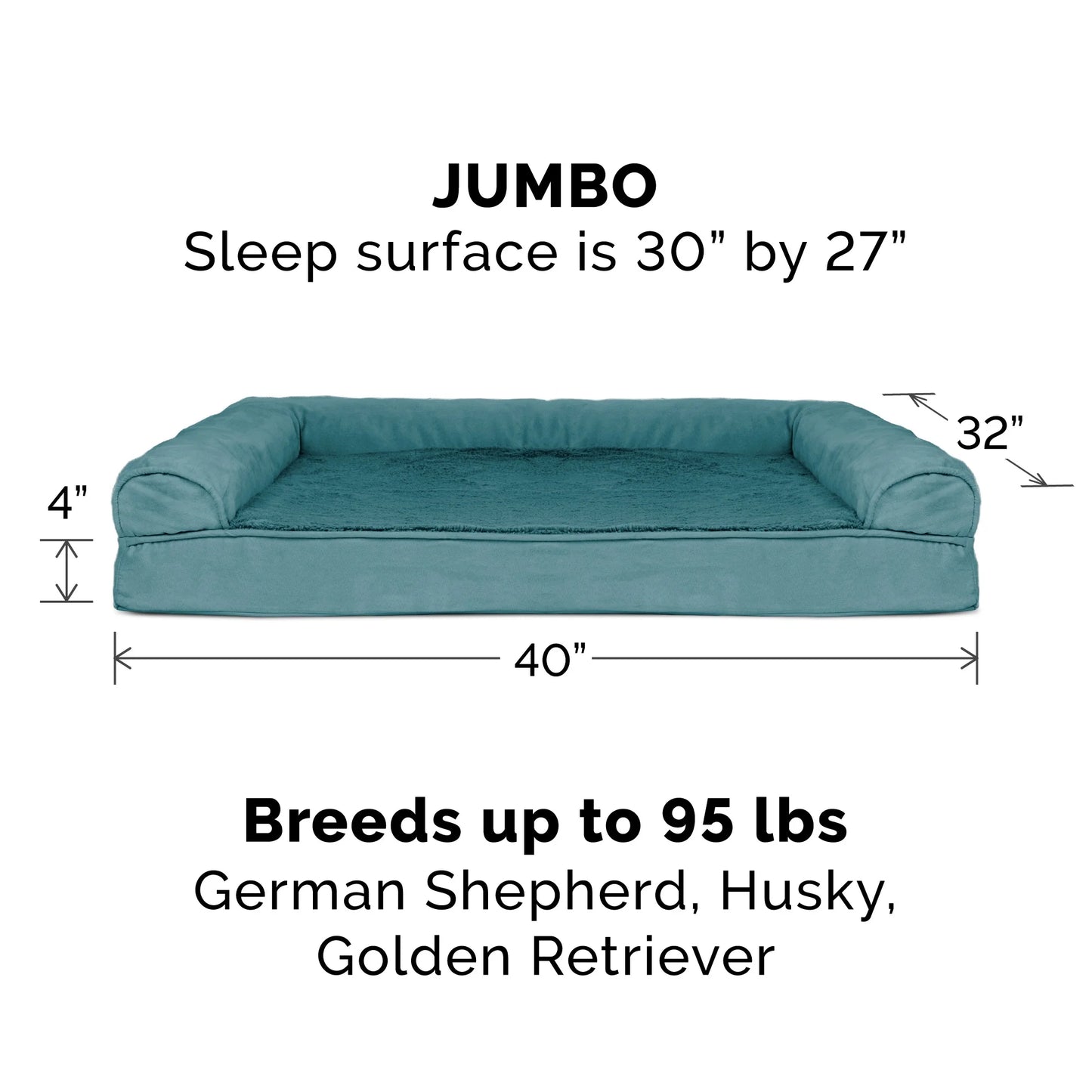Plush & Suede Full Support Orthopedic Sofa Pet Bed for Dogs & Cats - Deep Pool, Jumbo