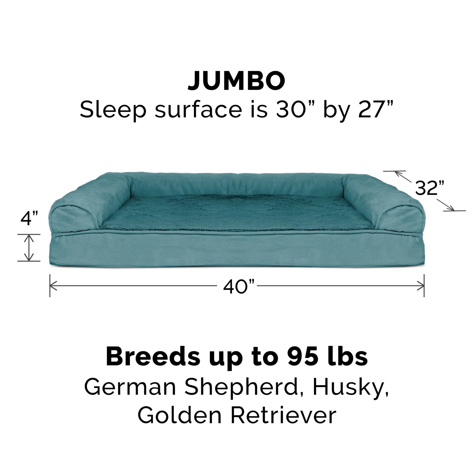 Plush & Suede Full Support Orthopedic Sofa Pet Bed for Dogs & Cats - Deep Pool, Jumbo