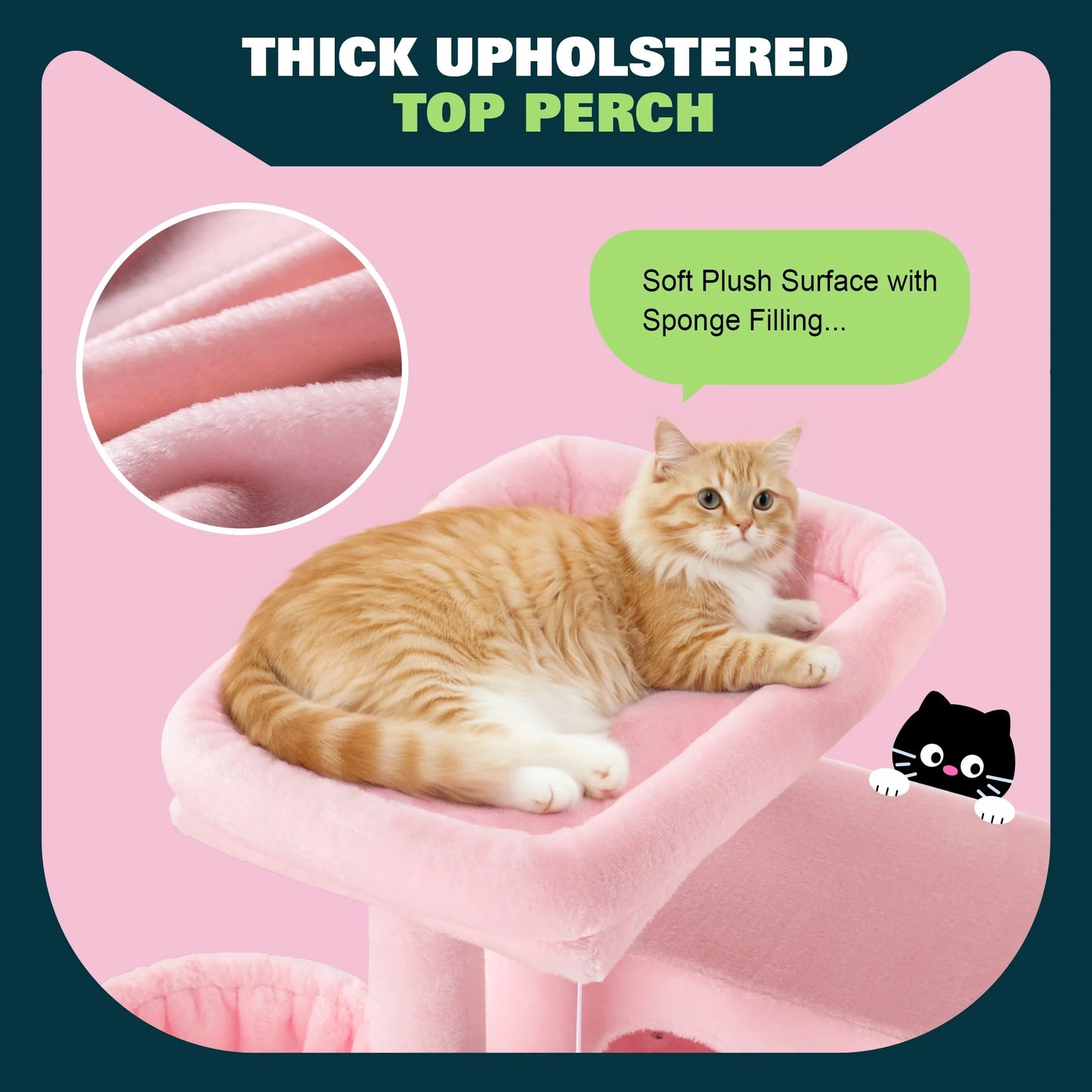 64" Large Cat Tree and Tower with Stair, Condo House & Scratching Posts for Indoor Cats, Pink