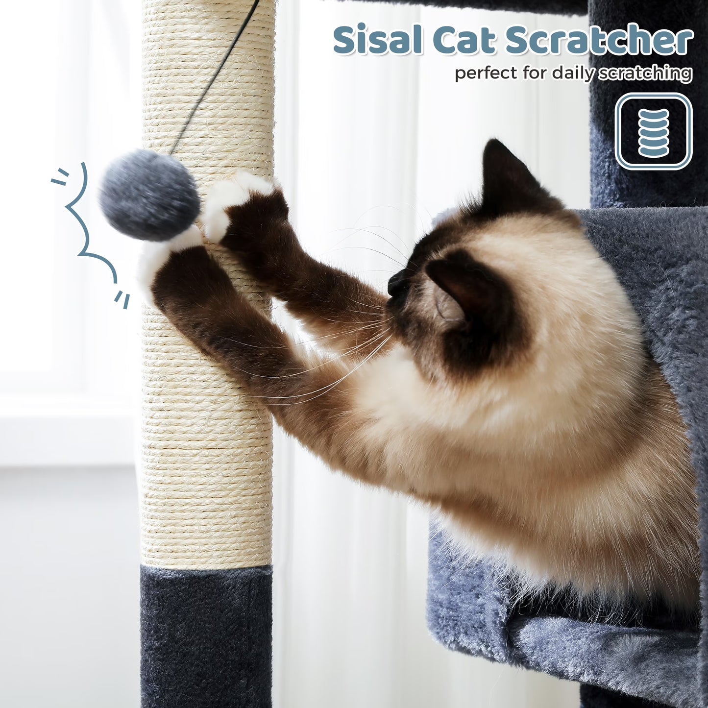 31.5" Modern Cat Tree Tower with Dual Large Condos for Kitten ＆ Medium Size Cat Dark Gray