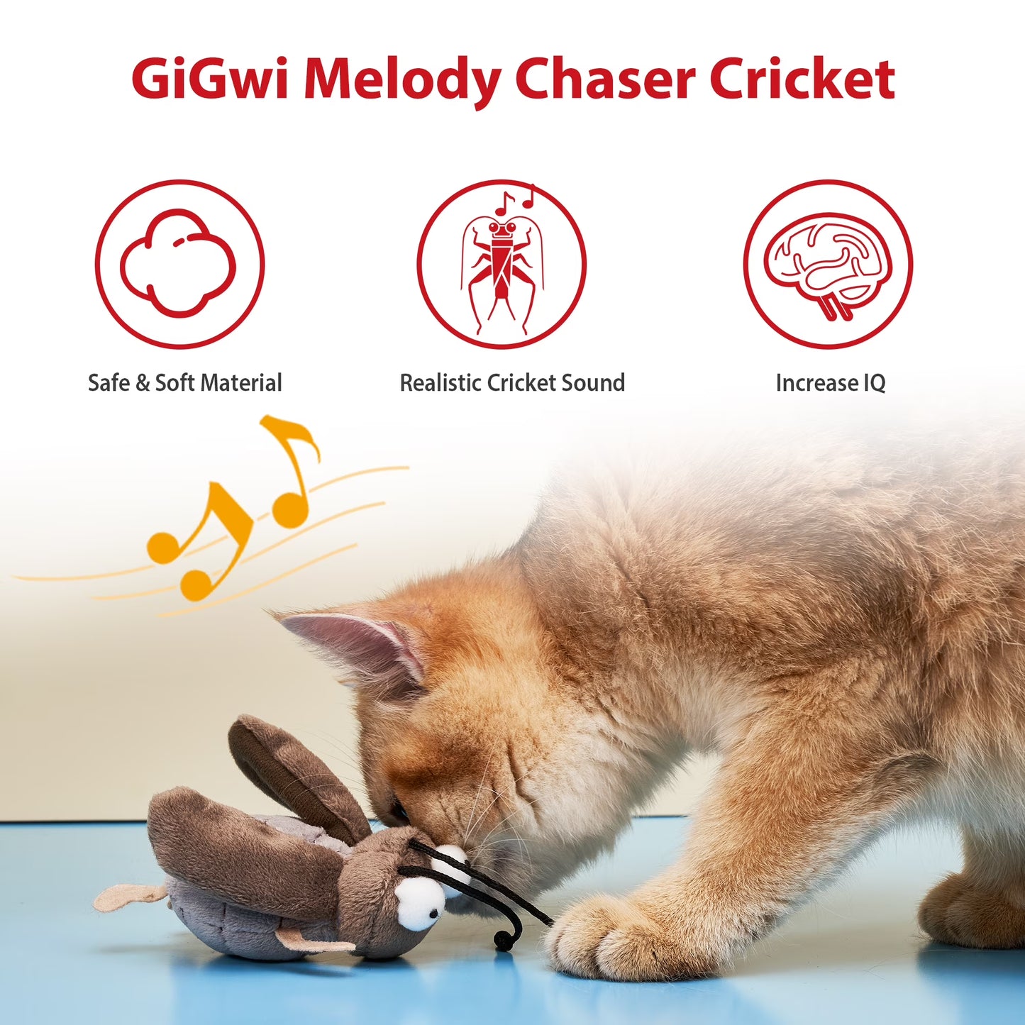 Gigwi Interactive Cricket Cat Toy, Automatic Cricket Squeaky Cat Toys, Play and Squeak Electronic Cricket Toy for Cats Kitten Indoor