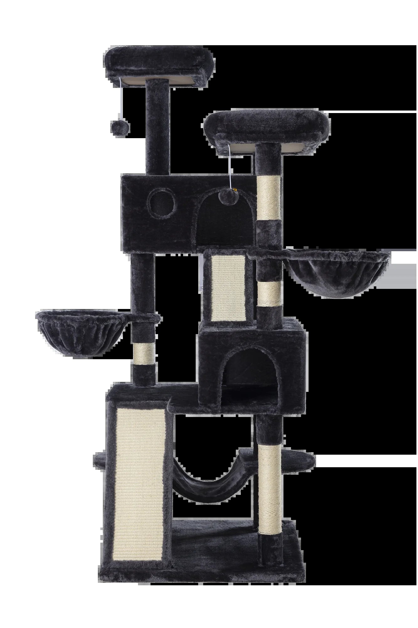 65.7" Large Cat Tree and Tower Condo for Cats with 2 Scratching Boards, Hammock & Post, Dark Blue