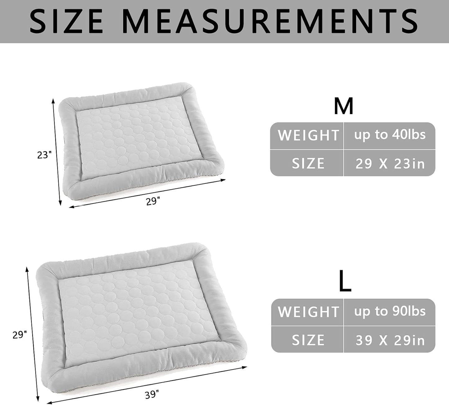 Dog Bed Memory Foam Orthopedic Crate Pad Flat Cat Bed Mat Small Medium Reversible Mat Cool Warm Calming Pet Bed Removable Washable Cover Soft Puppy Kitten（29 X 23,Grey）