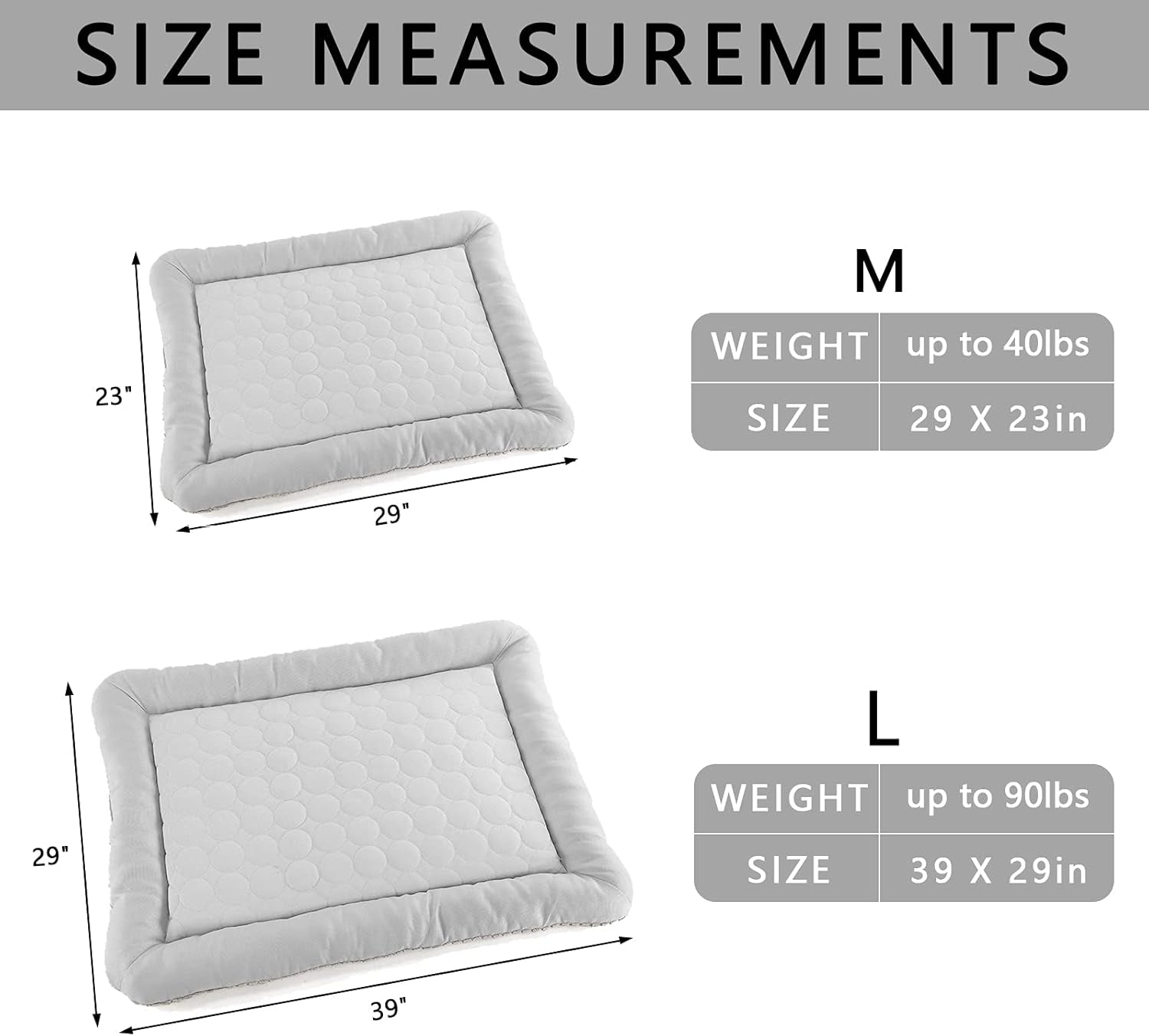 Dog Bed Memory Foam Orthopedic Crate Pad Flat Cat Bed Mat Small Medium Reversible Mat Cool Warm Calming Pet Bed Removable Washable Cover Soft Puppy Kitten（29 X 23,Grey）
