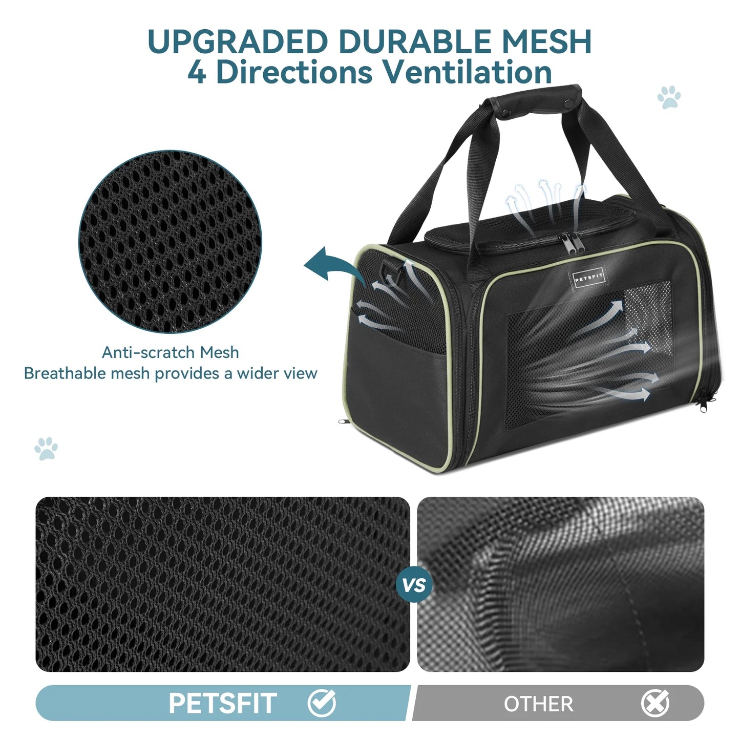 17In Cat Carrier, Pet Carrier Airline Approved with Extendable Mat, TSA Approved Pet Carrier,Under 20 Lbs, Black