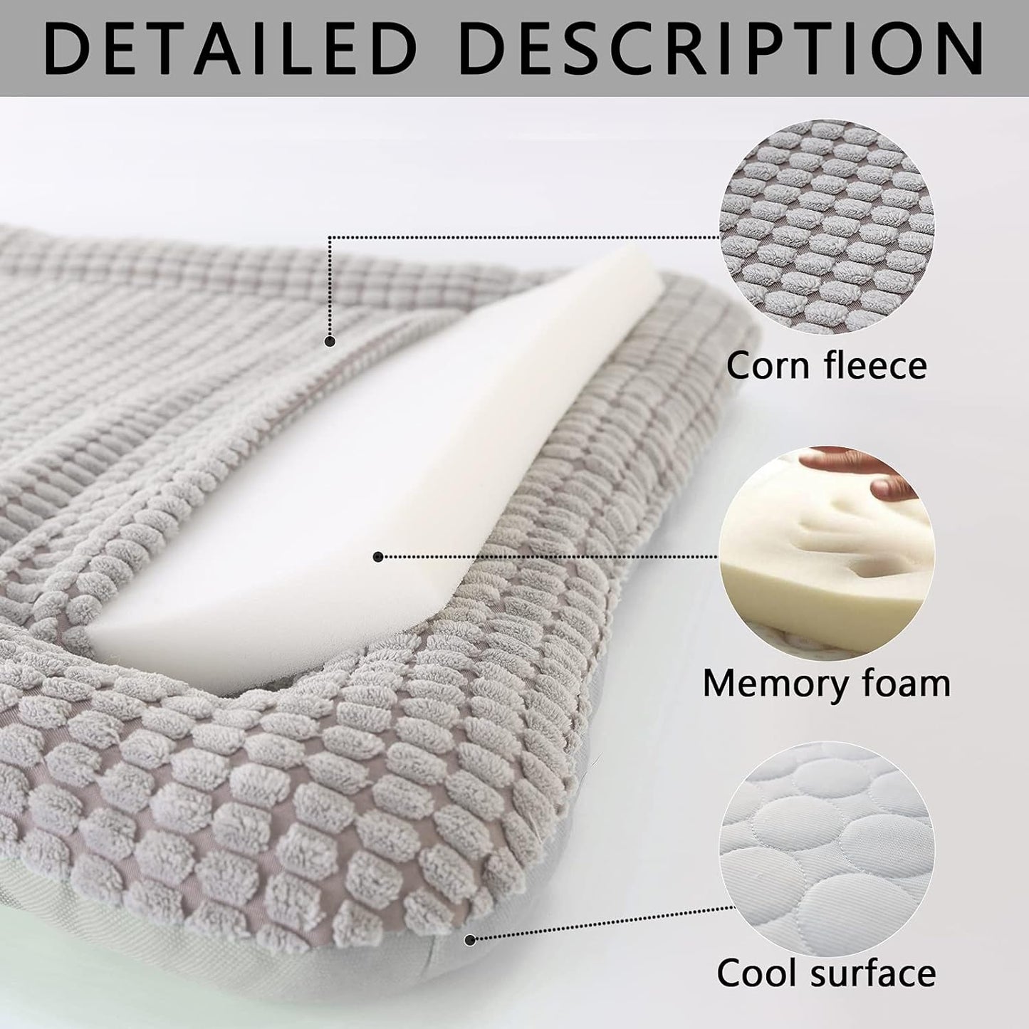 Dog Bed Memory Foam Orthopedic Crate Pad Flat Cat Bed Mat Small Medium Reversible Mat Cool Warm Calming Pet Bed Removable Washable Cover Soft Puppy Kitten（29 X 23,Grey）