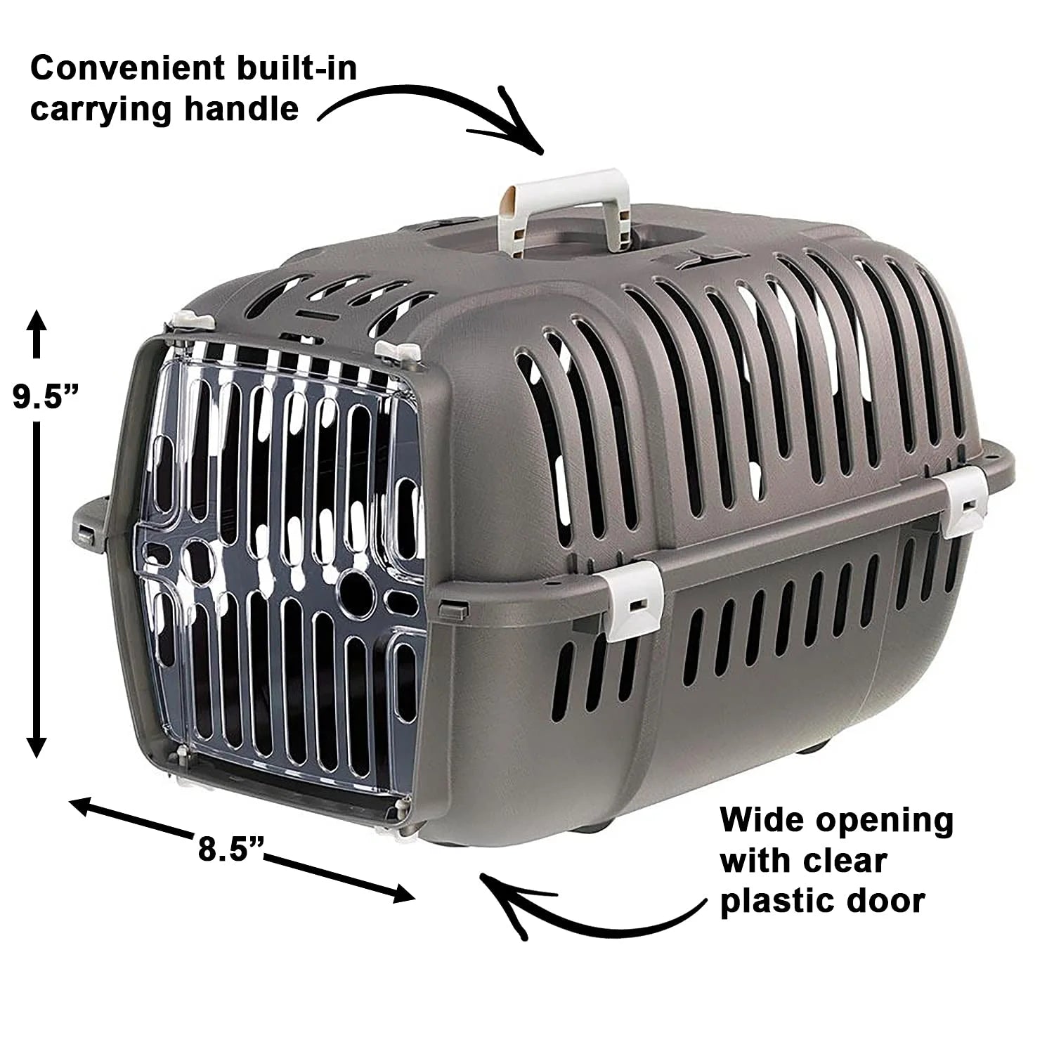 Jet Pet Carrier: Value Dog Carrier Suitable for Toy Dog Breeds & Small Cats, 18.51L X 12.6W X 11.42H Inches, Gray