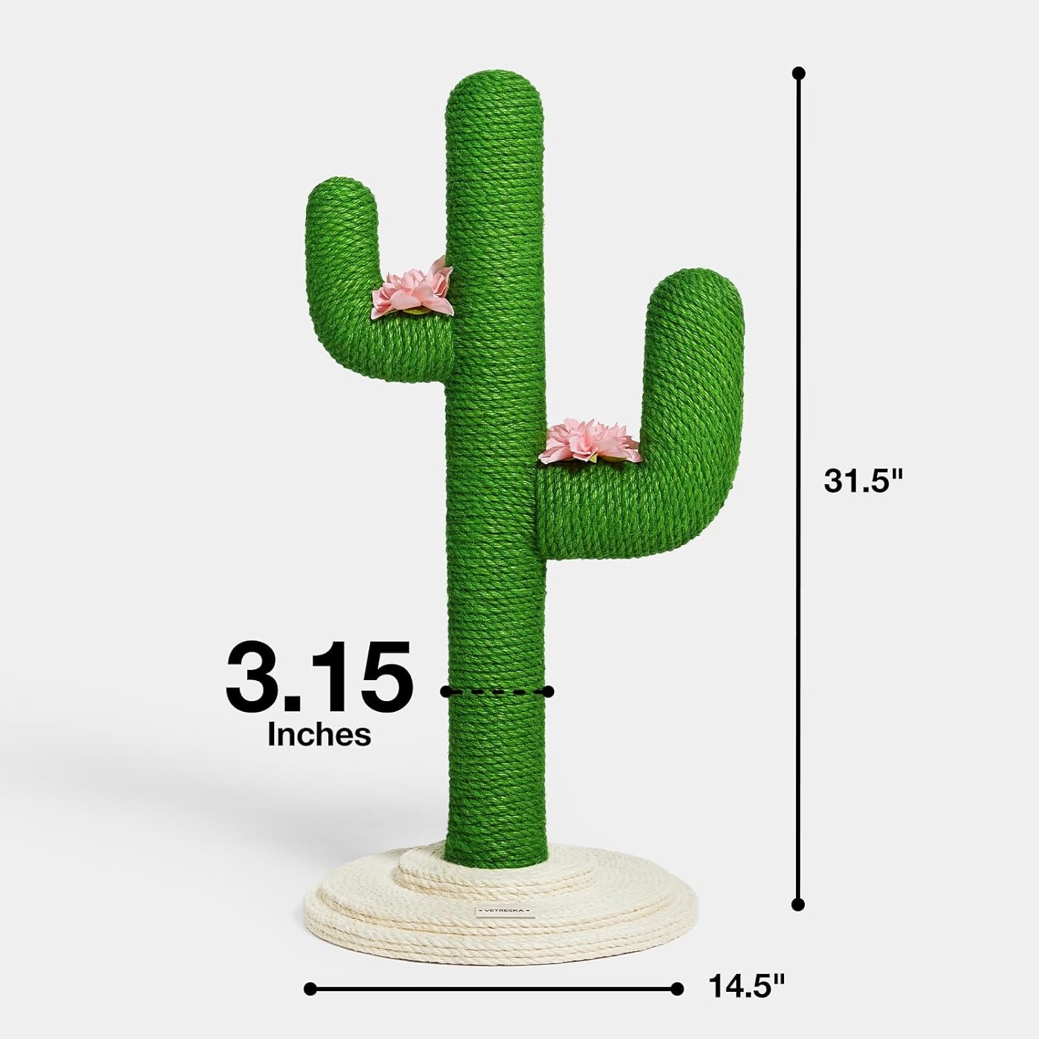 Cat Scratchers for Indoor Cats Cactus Cat Scratch Post Jute Rope, 31.5'' Tall Green Vertical Cactus Cat Tree Scratching Posts Protect Furniture