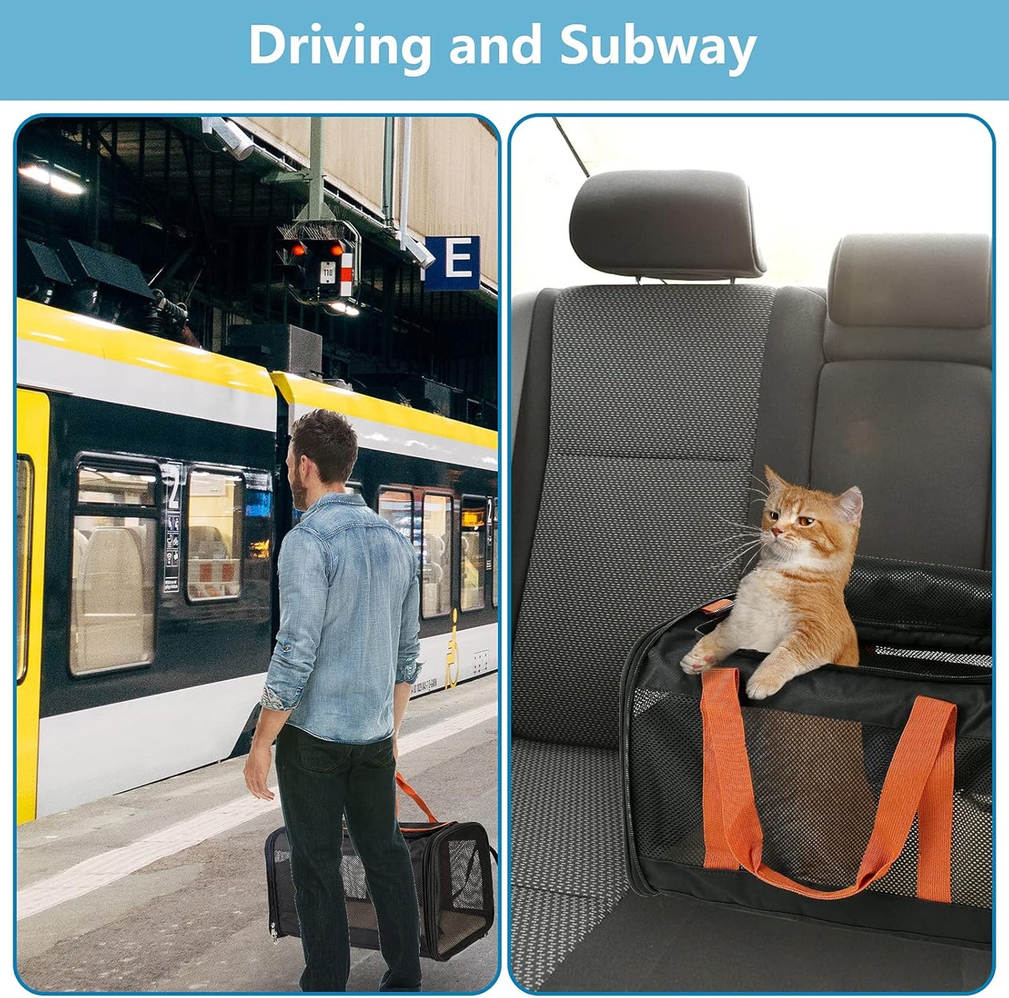 Cat Carriers for Large Cats 20Lb - Pet Carrier Bag - Soft Sided Breathable Mesh Pet Travel Carrier for Dogs, Portable Collapsible Top Loading Big Cat Carrier, Folding Dog Soft-Sided Carrier